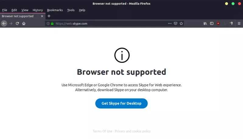 Skype pentru web incompatibil cu Firefox
